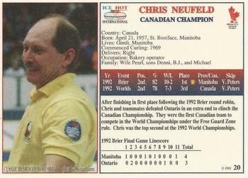 1993 Ice Hot International #20 Chris Neufeld Back